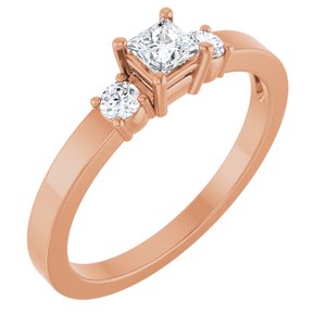 10K Rose Gold 3.25x3.25 mm Square Ring Mounting