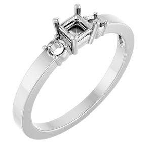 Continuum Sterling Silver 3.25x3.25 mm Square Ring Mounting – image 2