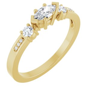 18K Yellow Gold 6x3 mm Marquise Ring Mounting