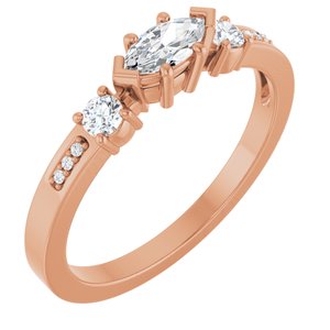 18K Rose Gold 6x3 mm Marquise Ring Mounting