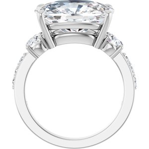 10K White Gold 14x10 mm Elongated Cushion Ring Mounting – image 3