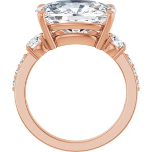 14K Rose Gold 14x10 mm Elongated Cushion Ring Mounting – image 3