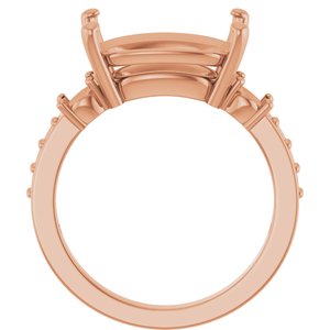 18K Rose Gold 14x10 mm Elongated Cushion Ring Mounting – image 4