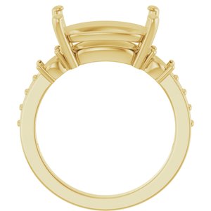 18K Yellow Gold 14x10 mm Elongated Cushion Ring Mounting – image 4