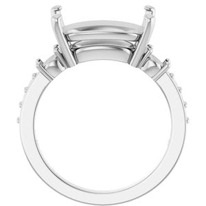 10K White Gold 14x10 mm Elongated Cushion Ring Mounting – image 4