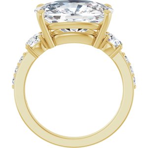 10K Yellow Gold 14x10 mm Elongated Cushion Ring Mounting – image 3