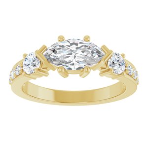 14K Yellow Gold 9.5x5 mm Marquise Ring Mounting – image 5
