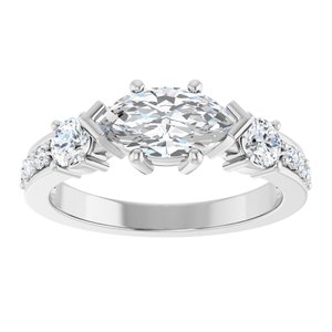14K X1 White Gold 9.5x5 mm Marquise Ring Mounting – image 5