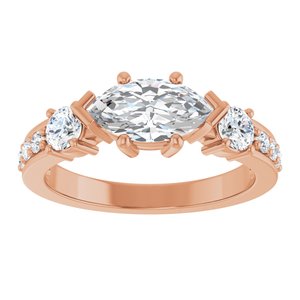 14K Rose Gold 9.5x5 mm Marquise Ring Mounting – image 5