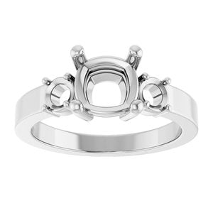 14K X1 White Gold 7x7 mm Cushion Ring Mounting – image 6