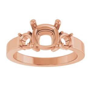 18K Rose Gold 7x7 mm Cushion Ring Mounting – image 6