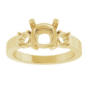 14K Yellow Gold 7x7 mm Cushion Ring Mounting – image 6