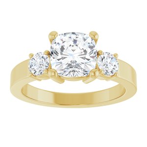 14K Yellow Gold 7x7 mm Cushion Ring Mounting – image 5