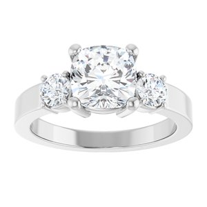 10K White Gold 7x7 mm Cushion Ring Mounting – image 5