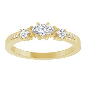 14K Yellow Gold 6x3 mm Marquise Ring Mounting – image 5