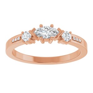 18K Rose Gold 6x3 mm Marquise Ring Mounting – image 5