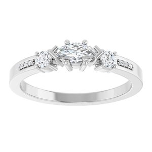 14K White Gold 6x3 mm Marquise Ring Mounting – image 5