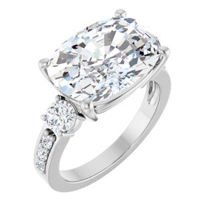 10K White Gold 14x10 mm Elongated Cushion Ring Mounting