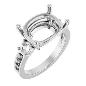 10K White Gold 14x10 mm Elongated Cushion Ring Mounting – image 2