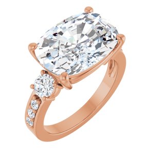 18K Rose Gold 14x10 mm Elongated Cushion Ring Mounting