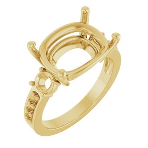 10K Yellow Gold 14x10 mm Elongated Cushion Ring Mounting – image 2