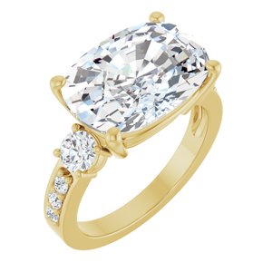 14K Yellow Gold 14x10 mm Elongated Cushion Ring Mounting