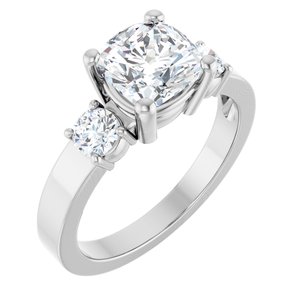 Sterling Silver 7x7 mm Cushion Ring Mounting