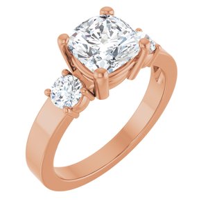 10K Rose Gold 7x7 mm Cushion Ring Mounting
