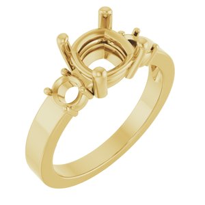 14K Yellow Gold 7x7 mm Cushion Ring Mounting – image 2