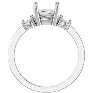 14K White Gold 7x7 mm Cushion Ring Mounting – image 4