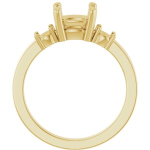 14K Yellow Gold 7x7 mm Cushion Ring Mounting – image 4