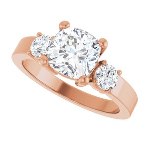 10K Rose Gold 7x7 mm Cushion Ring Mounting – image 8