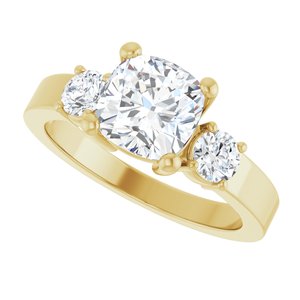 14K Yellow Gold 7x7 mm Cushion Ring Mounting – image 8