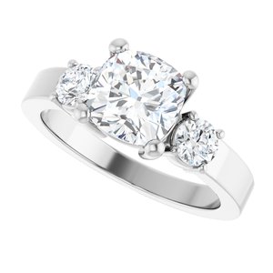 10K White Gold 7x7 mm Cushion Ring Mounting – image 8