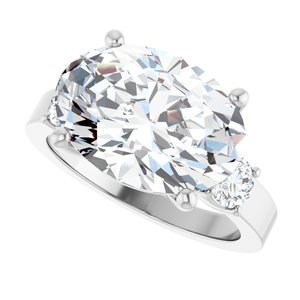 14K X1 White Gold 14x10 mm Oval Ring Mounting – image 8
