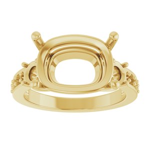 14K Yellow Gold 14x10 mm Elongated Cushion Ring Mounting – image 6