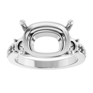 Platinum 14x10 mm Elongated Cushion Ring Mounting – image 6