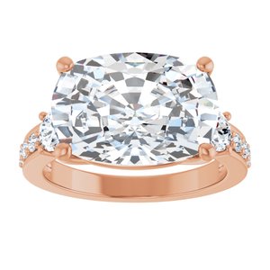 18K Rose Gold 14x10 mm Elongated Cushion Ring Mounting – image 5