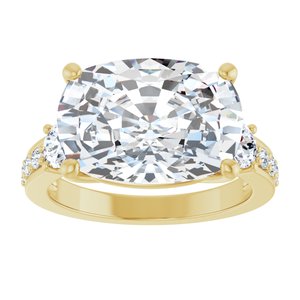 10K Yellow Gold 14x10 mm Elongated Cushion Ring Mounting – image 5