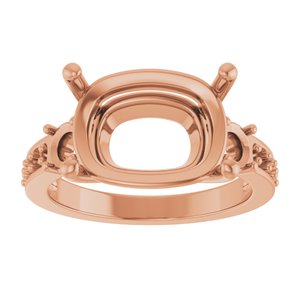 18K Rose Gold 14x10 mm Elongated Cushion Ring Mounting – image 6