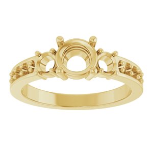 14K Yellow Gold 6 mm Round Ring Mounting – image 6
