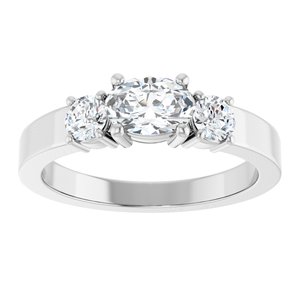 14K White Gold 6.5x4.5 mm Oval Ring Mounting – image 5