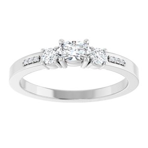 10K White Gold 5x3 mm Oval Ring Mounting – image 5