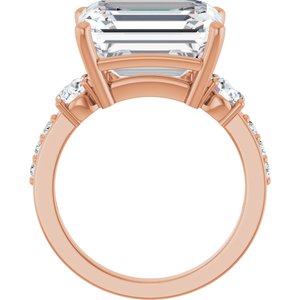 10K Rose Gold 13x11 mm Emerald Ring Mounting – image 3