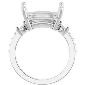 14K White Gold 13x11 mm Emerald Ring Mounting – image 4
