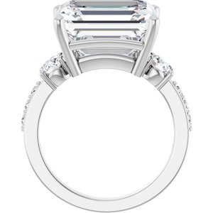 14K White Gold 13x11 mm Emerald Ring Mounting – image 3