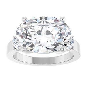 14K X1 White Gold 14x10 mm Oval Ring Mounting – image 5
