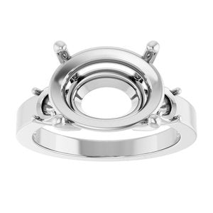 14K X1 White Gold 14x10 mm Oval Ring Mounting – image 6
