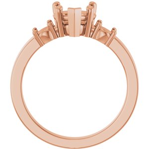 10K Rose Gold 7x7 mm Heart Ring Mounting – image 4