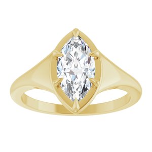 14K Yellow Gold 10.5x5.5 mm Marquise Ring Mounting – image 5